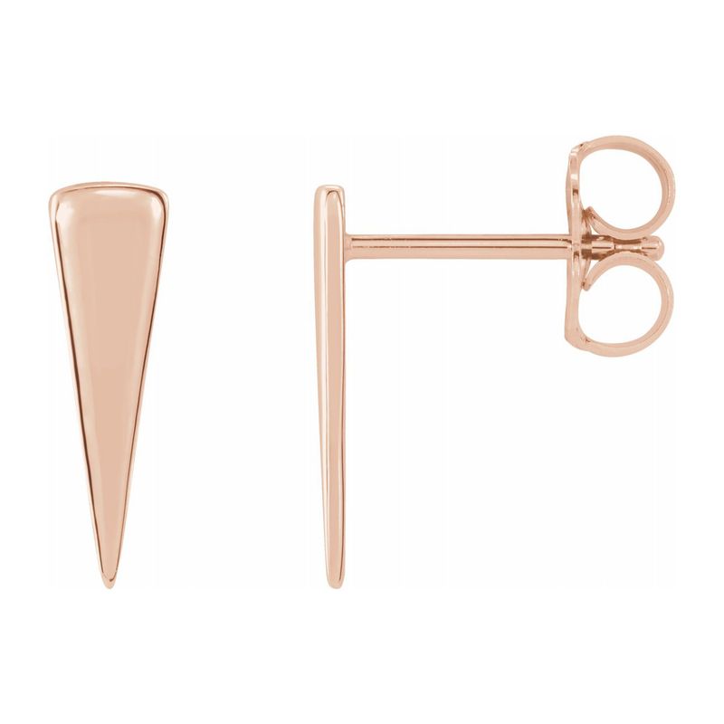 14k Rose Gold Small Triangle Post Earrings, 12mm (7/16 Inch)